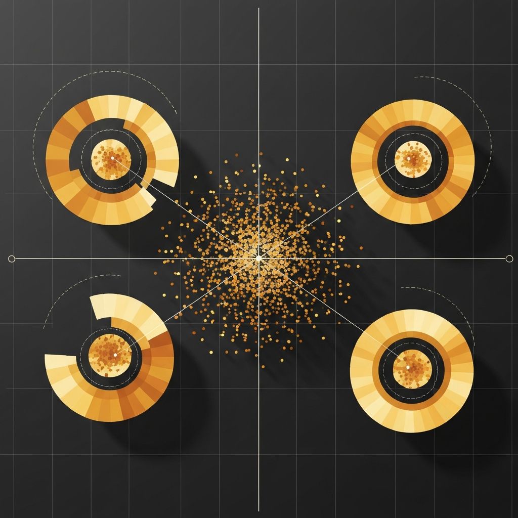 Scatter plot with amber and warm gold clustered data points on a dark grid